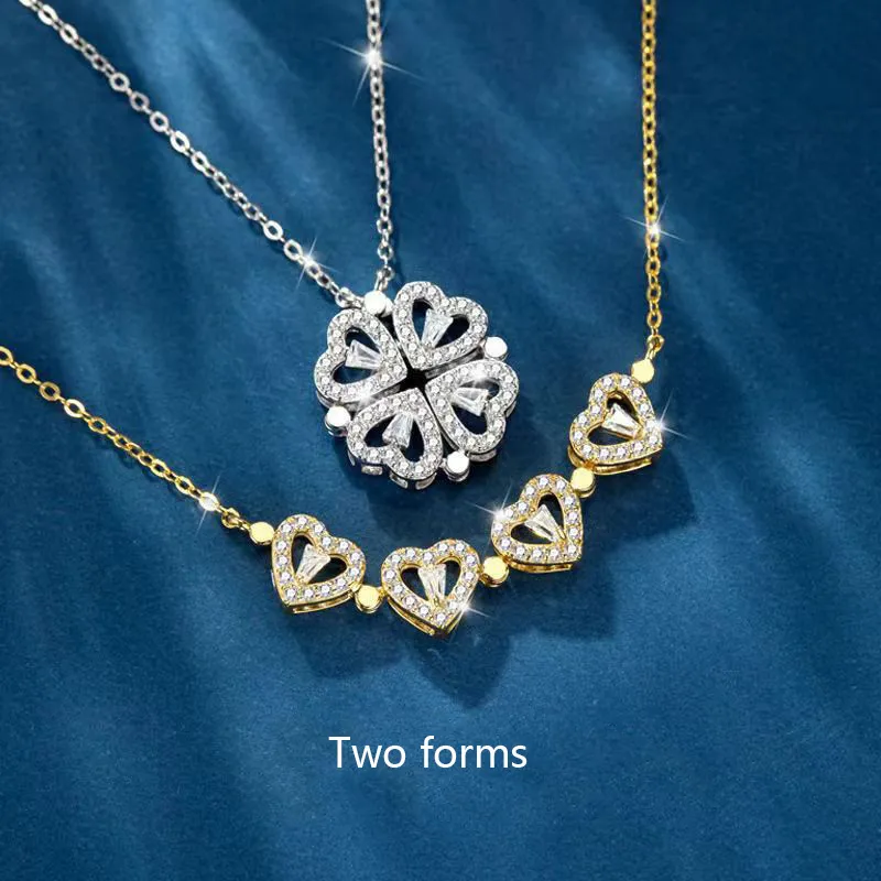 Designers halsband lyx Four Leaf Clover hänge halsband med diamanter halsband mode temperament mångsidiga smycken Alla hjärtans dag present mycket bra