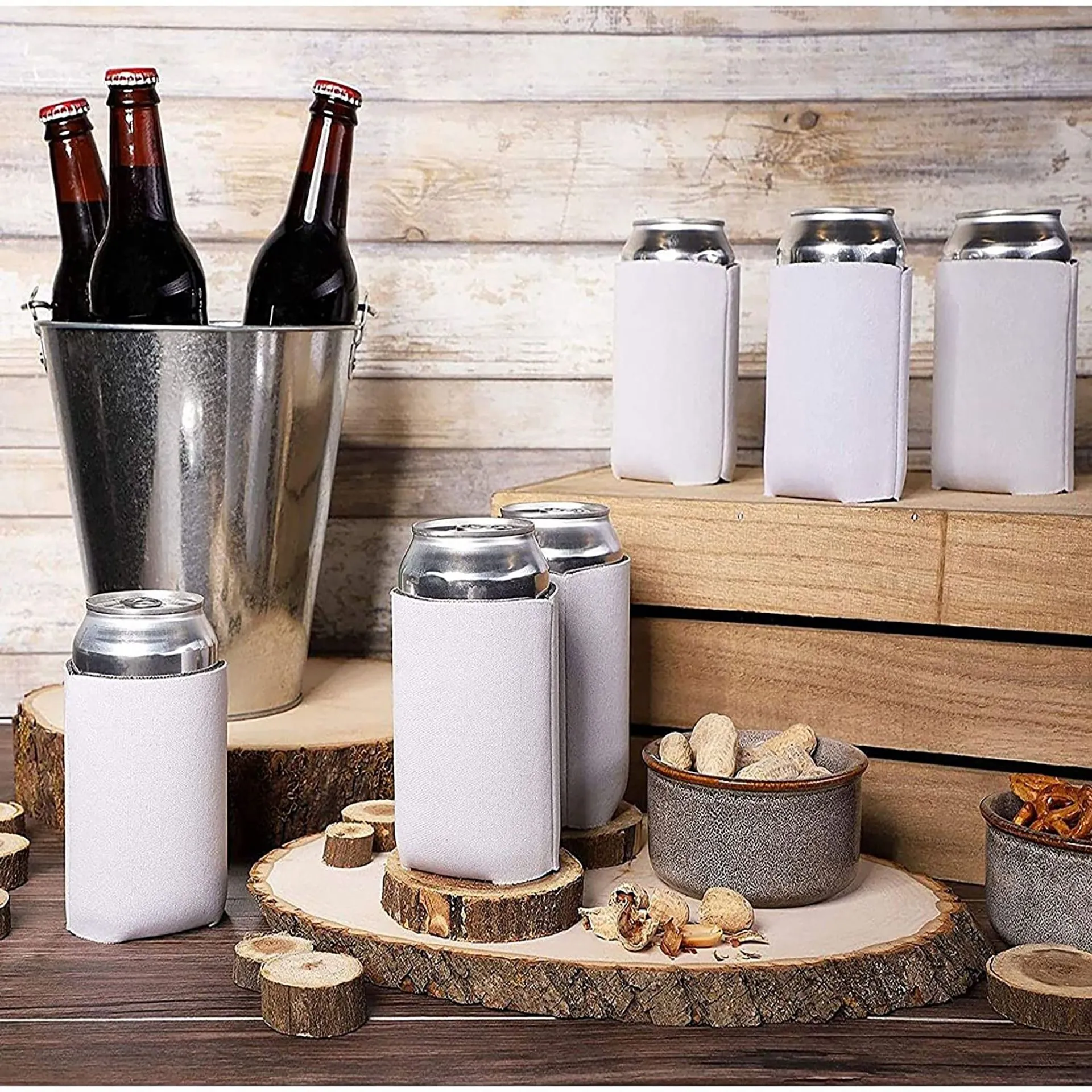Wholesale Blank White 12oz Can Cooler Sleeves Neoprene Beer Bottle  Koozies for Sublimation, DIY Barware Kitchen Accessories