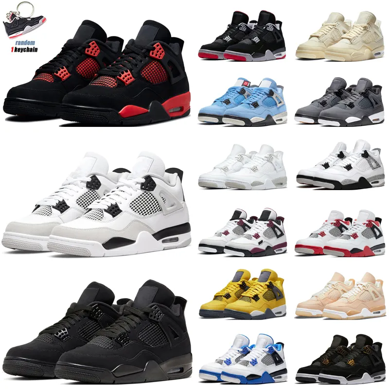 Jumpman 4s Basketball Shoes Men Women 4 Red Thunder Infrared Black Cat Bred University Blue Sail Cool Grey Shimmer Royalty Mens Trainers Sport Sneakers