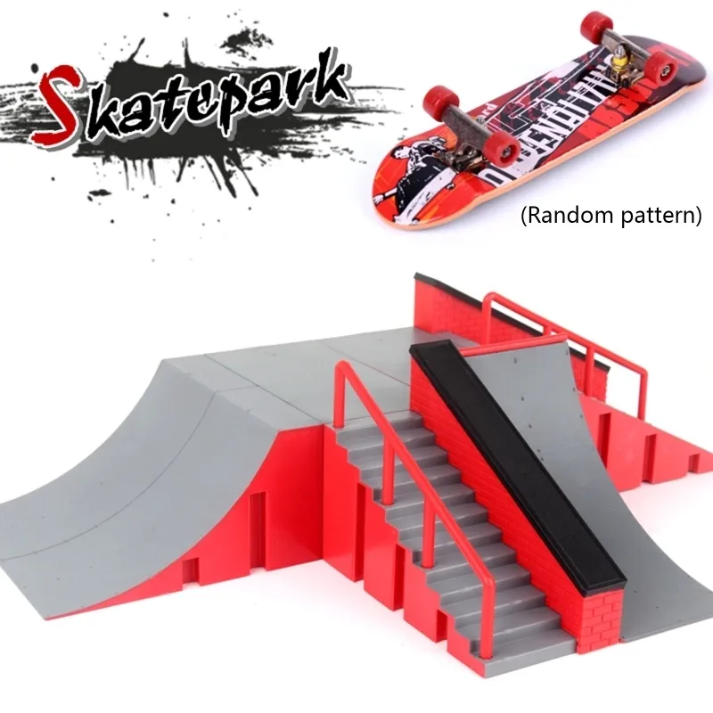Finger Skate Park Kit Ramp Parts With 1 Skateboard Mini Scooter Scene for Training Props 220608