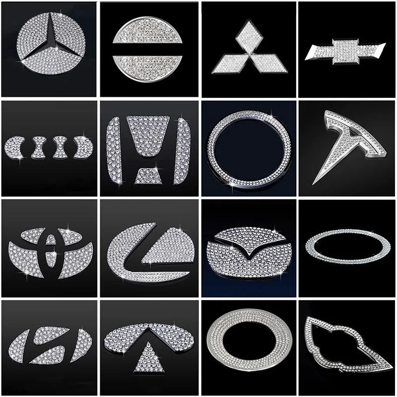 Other Interior Accessories Diamond Car Steering Wheel Logo Decoration Stickers Bling Rhinestone Auto For GirlsOther