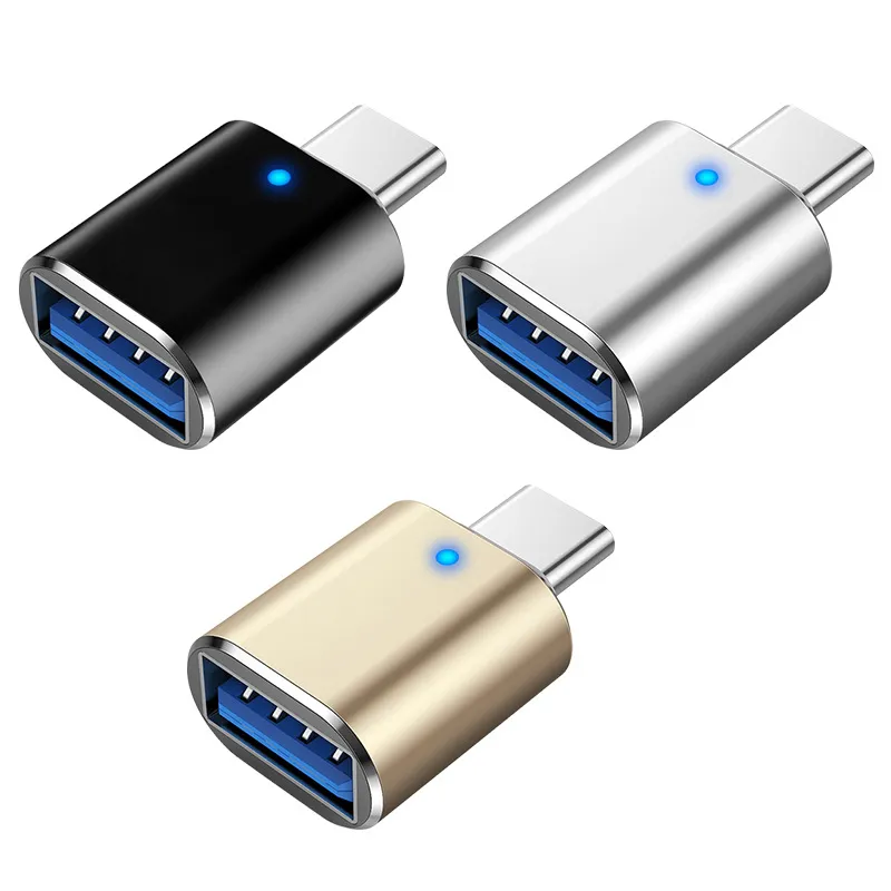 OTG Adapter Type C to USB3.0 Connector with Indicator for Mobile Phone Data Cable Male to Female Converter USB C Adapters