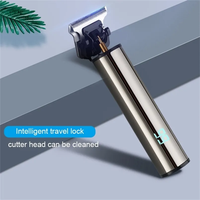 Mini Electric Hair Trimmer Professional USB Laddningsbar trådlös LCD -skärm Clipper för män Beard Cutting Machine 220712
