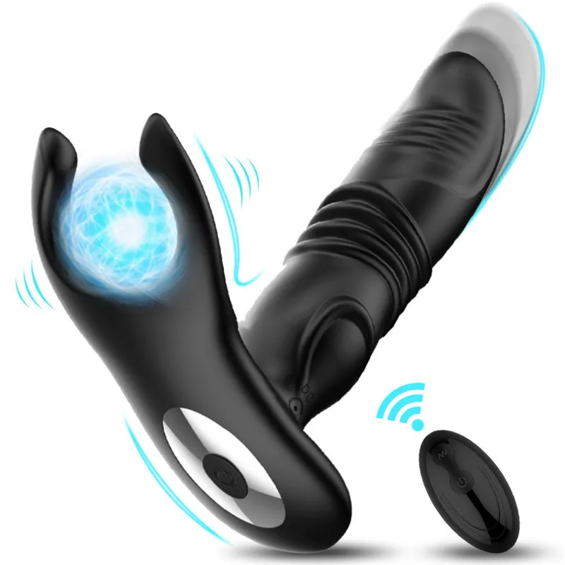 Anal vibrator trådlös prostata massager lås kuk teleskop dildos masturbator för män erotiska produkter sexiga leksaker kvinnor