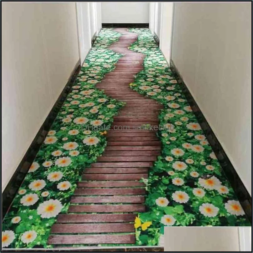 3D creative flower door mat plant carpet Hallway Carpets Bedroom Living Room Tea Table Rugs Kitchen Bathroom Antiskid Mats