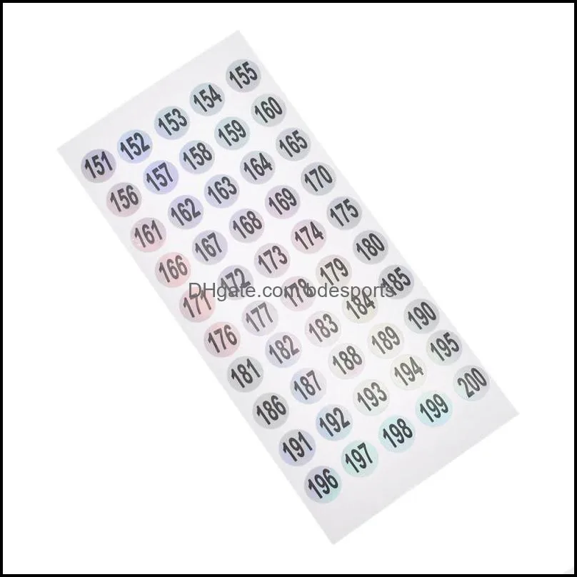 Waterproof 1-200 Laser Number Label Stickers For DIY Craft Self Adhesive Tags Sticker Home School Office Decoration