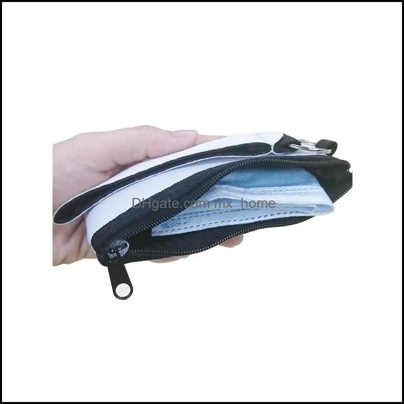 sublimation blank credit card bag holder slot wallets thermal heat transfer print neoprene purse with lanyard wristlet handbags