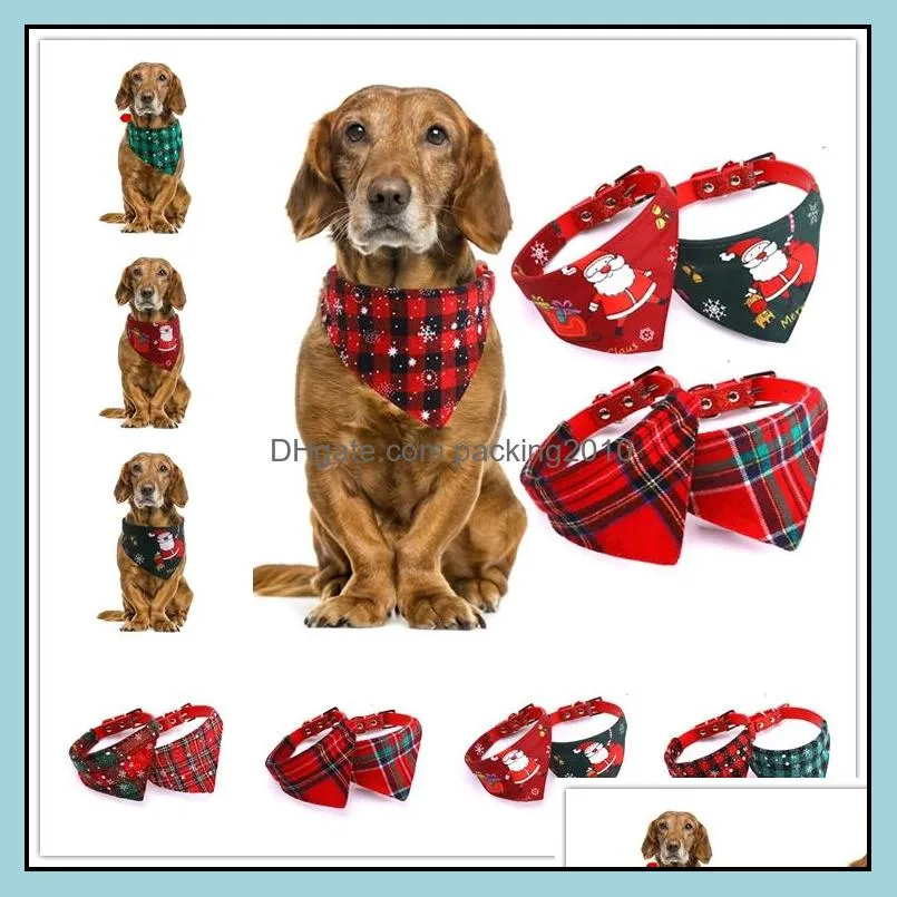 Christmas Pet Bandana Scarf Adjustable Collars Triangle Neckerchief For Cats Dogs Necklaces Pets Apparel Decorations Drop Delivery 2021 Dog