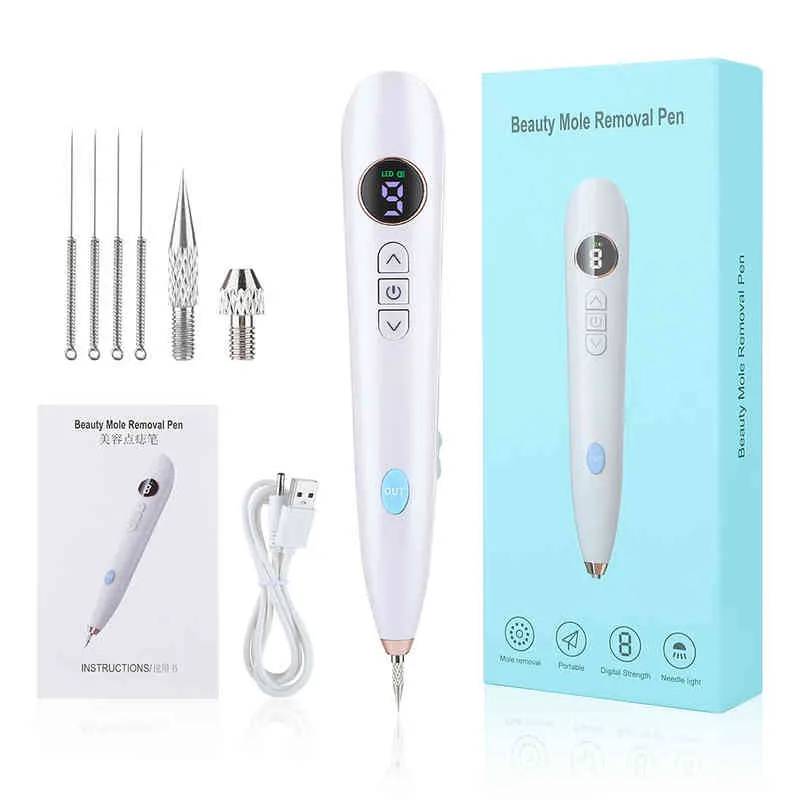 9 Mode Plasma Pen Freckle Remove Pen Wart Remover Mole Tattoo Remover Instruments Skin Tag Removal Spot Cleaner Beauty Care Tool 220507