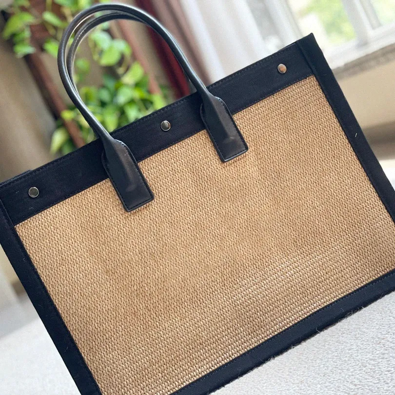 Straw RIVE GAUCHE Tote Bags Shopping Bag Handbag Shoulder Bag Weave