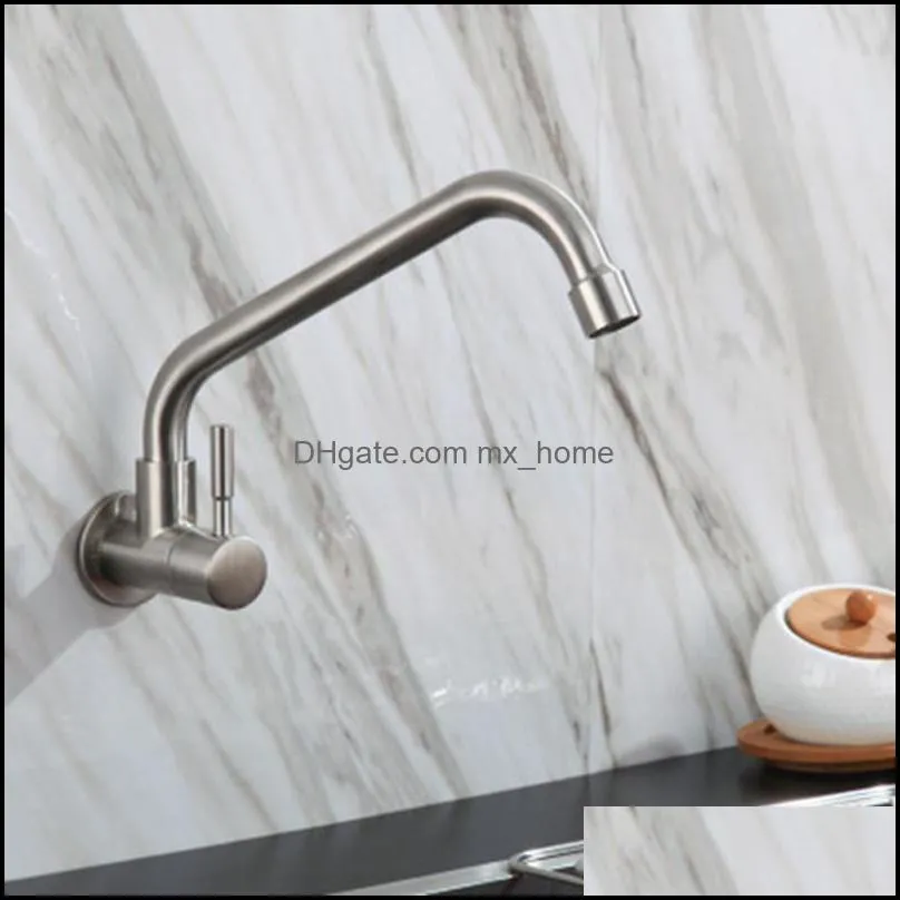 304 stainless steel wall-mounted single cold faucet kitchen water tank lead-free horizontal single cold faucet