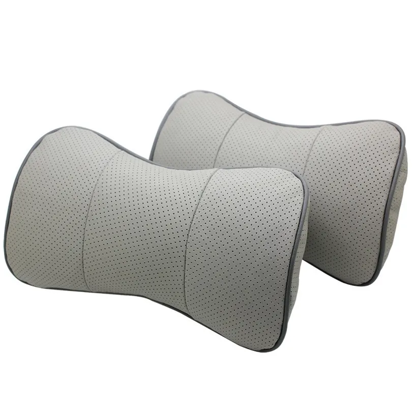 2 Pcs Car Neck Pillow Genuine Leather Travel neck pillow cervical head Support Protection Spine car Accessories interior T200729
