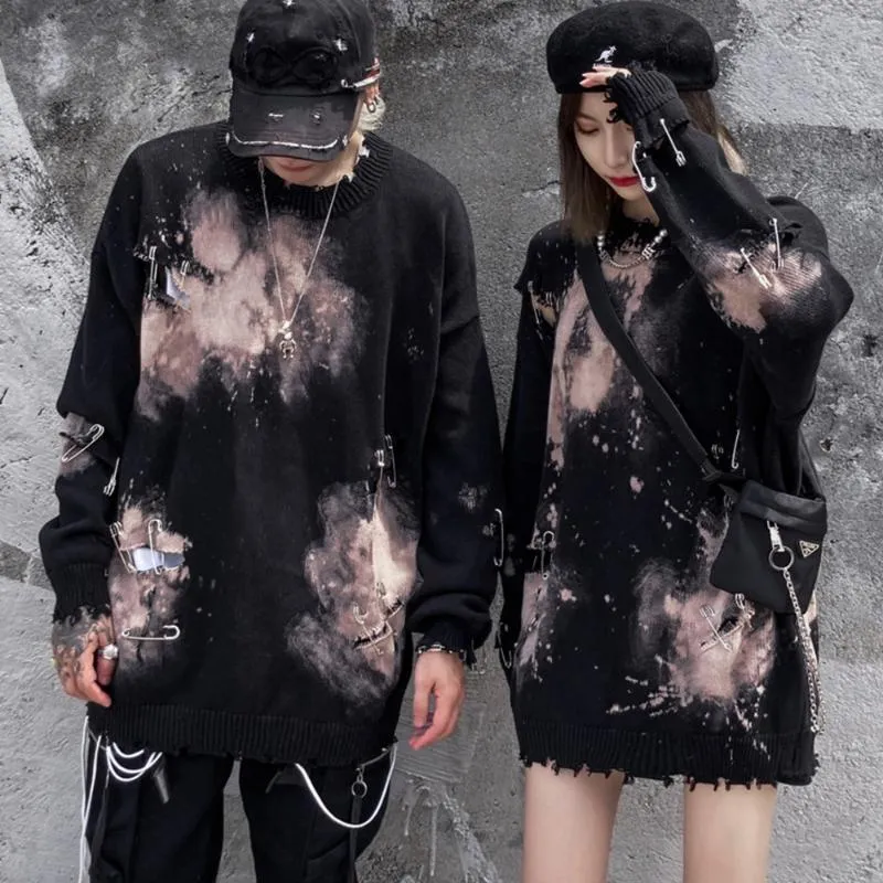 2022 Gothic Womens Long Sleeve Tie Dye Sweater Black Streetwear Top For Winter Punk Style Plus Size Available From Lucu 29.67 DHgate.Com