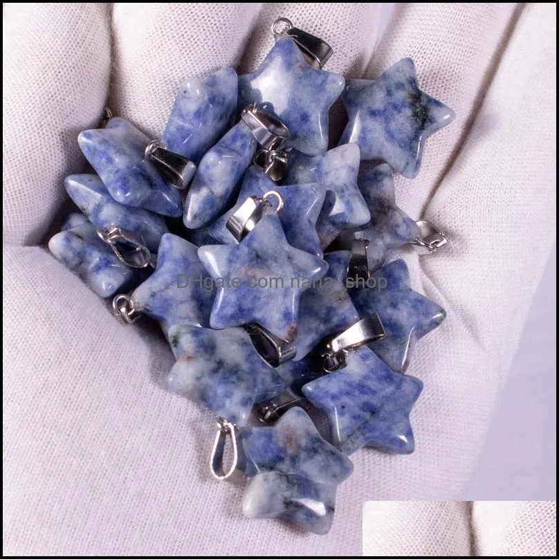 natural crystal opal rose quartz tiger`s eye stone charms star shape pendant for diy earrings necklace jewelry making