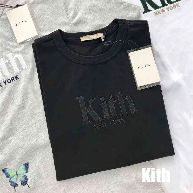 Camiseta bordada Kith oversize masculina feminina New York camiseta de alta qualidade 2023 casual verão tops camisetas masculinas