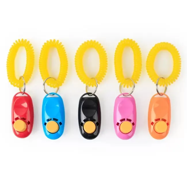 Dog Button Key Chain Clicker Pet Sound Training With Wrist Band Click Trainer Tool Aid Guide Pets Dogs Supplies 11 Colors Available Boutique 14