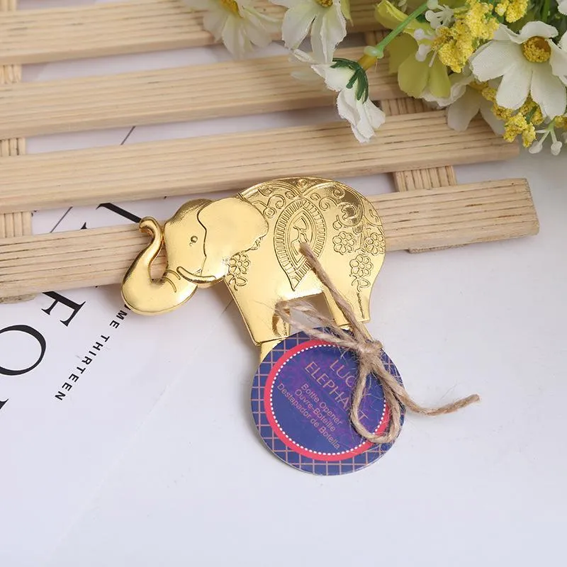 Lucky Golden Elephant Bottle Opener Gold Wedding Favors Party Giveaway Gift For Guest