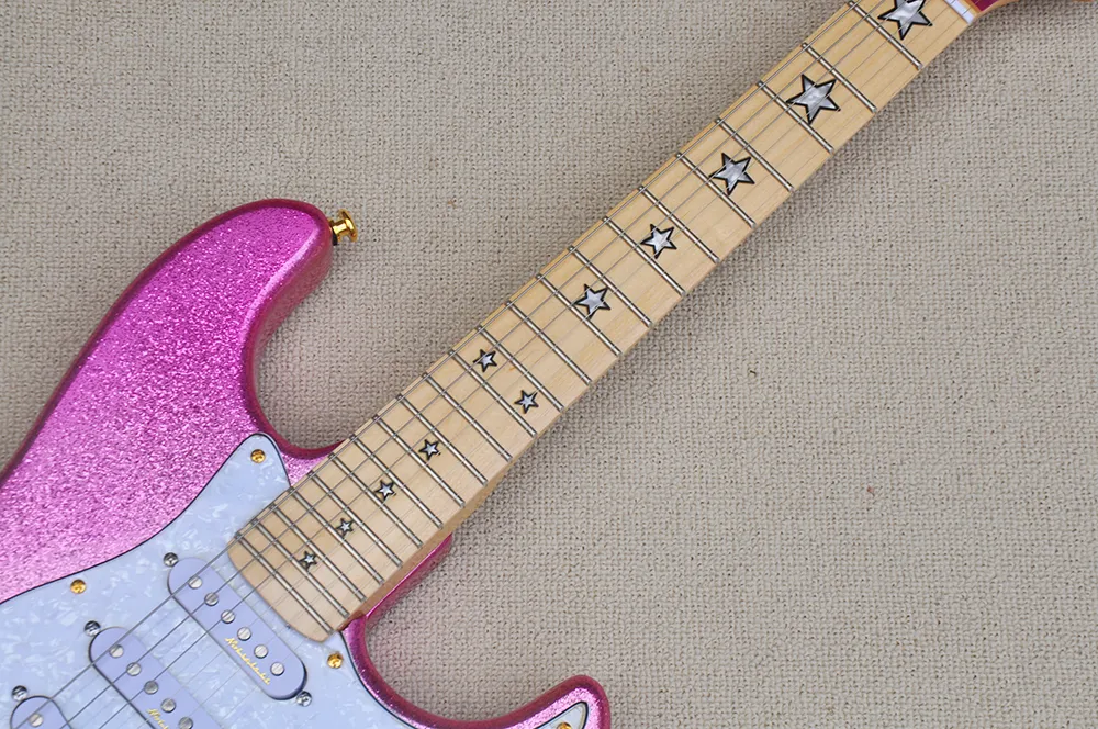 ピンクグリッターエレキギター Sparkle Pink 6-String Electric Guitar - Premium Maple