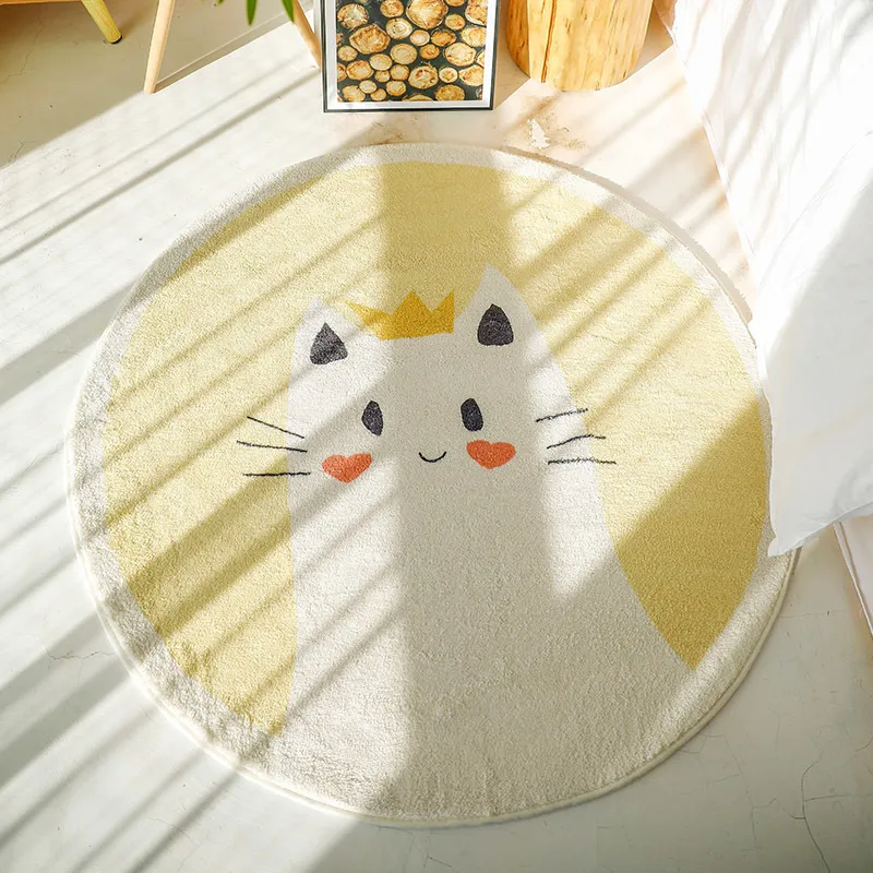 Cute Round Carpet Bedroom Bedside Blanket Floor Mats Childrens Room Baby Crawling Cartoon Mats Machine Washable