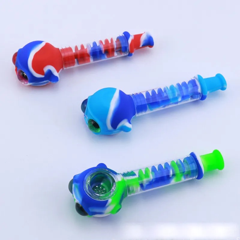 Unique Gyro Filter Water Pipe Colorful Silicon Pipes Hookahs Smoking Accessories Glass Bongs Dab Rigs Oil Rig SP331