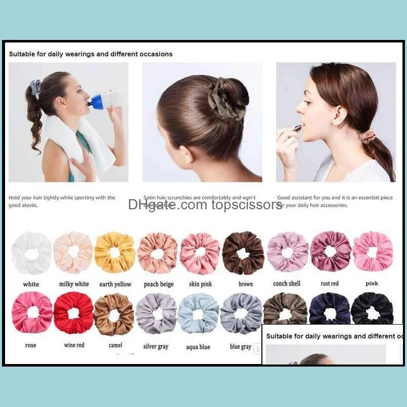 New Fashion Satin Women Girls Solid Color Elastic Hair Bands Sweet Simple Colors Sports Dance Scrunchie Girls Hair Accessories