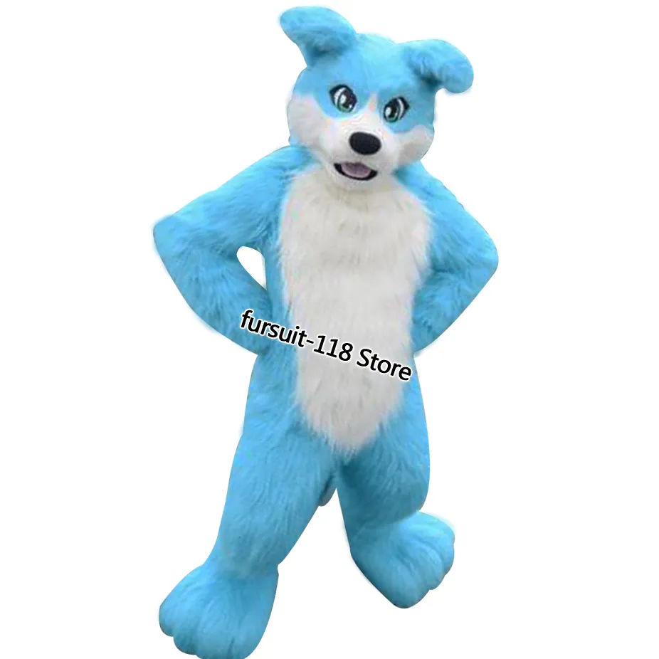 Fursuit långhårig husky hund räv varg maskot kostym päls vuxen tecknad karaktär halloween fest tecknad set # 081