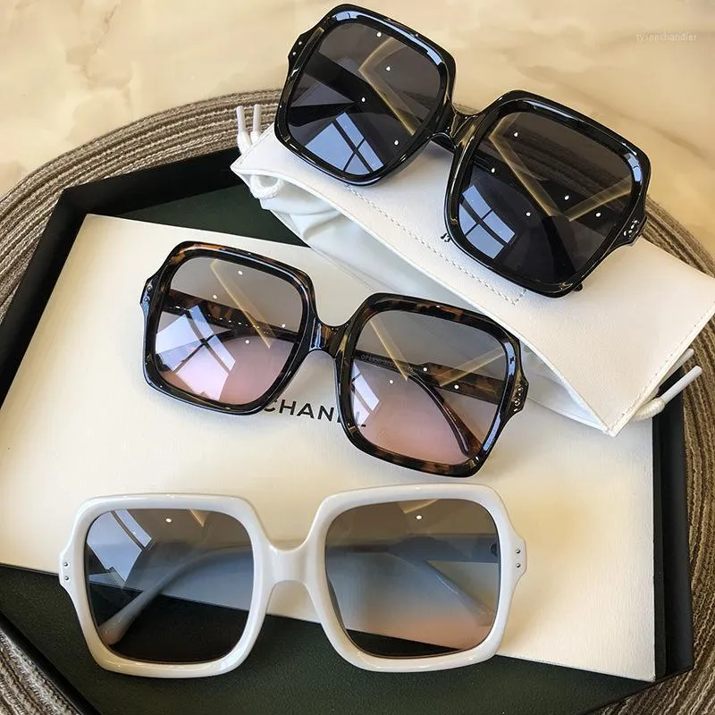 Sunglasses Vintage Oversize Square Women Big Frame Sun Glasses Black Fashion Gradient Female Oculos