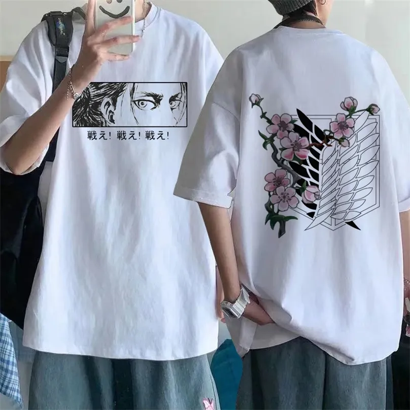 タイタンTシャツのアニメファイナルシーズン攻撃男性カワイイ夏トッツタイタングラフィックティーハラジュクTシャツ男性220527