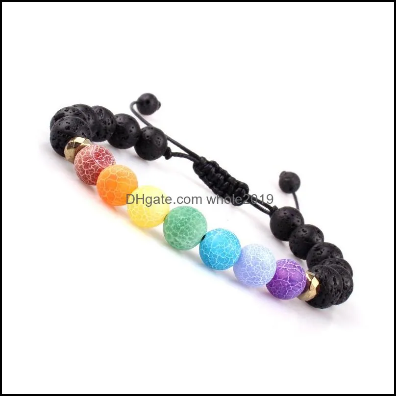 8mm volcano lava stone colorful weathered agate 7 chakra bracelet diy  oil diffuser bracelet for women men jewelry