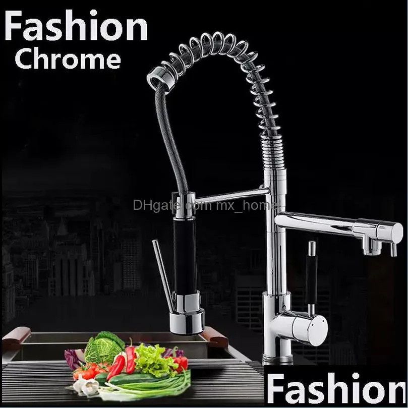 Modern Chrome Brass Spring Kitchen Faucet Swivel Spout Sink Mixer Tap Deck Mount Drop Delivery 2021 Faucets Faucets Showers Accs Home Gar