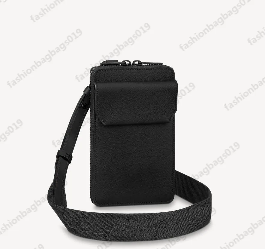 M57089 Aerogram Man telefonväska Mini-pengapåsar Grained Calf Leather Korthållare Myntväska Axelklaffar handfri bära Plånbok dedigner Cross Body-handväskor M80466