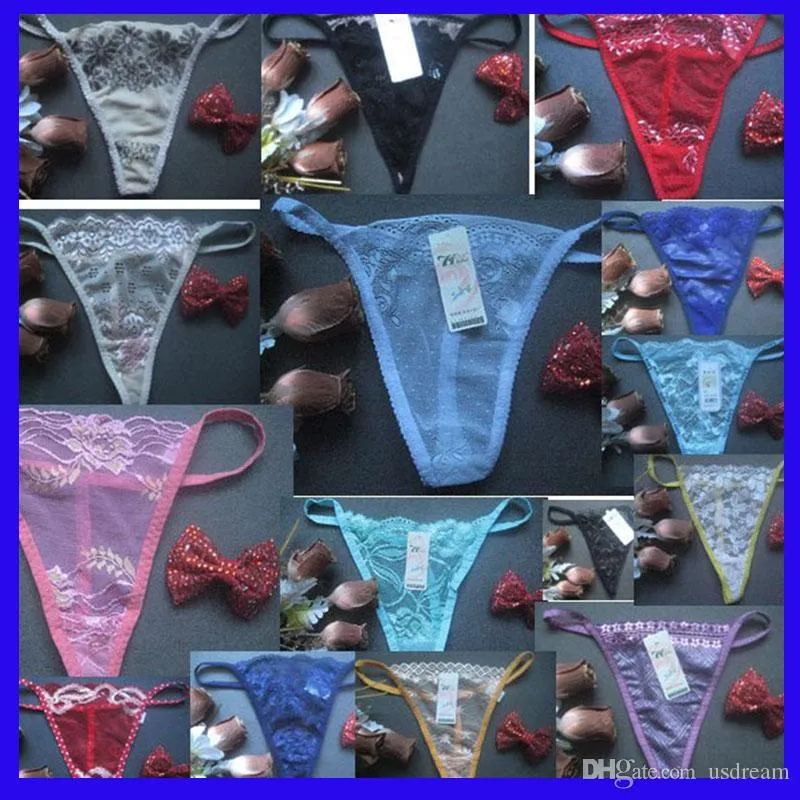 Sexy Lace Underwear G-String Thongs Panties T-Back LINGERIE Women Lady  Multicolor Floral Peen Bikini Panties Cheap on Sale