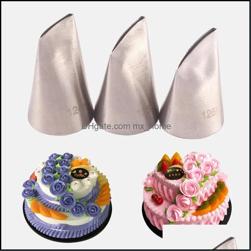 baking & pastry tools 3pcs rose diy icing piping tips sets nozzles stainless steel nozzle set cupcake cake decorating mold