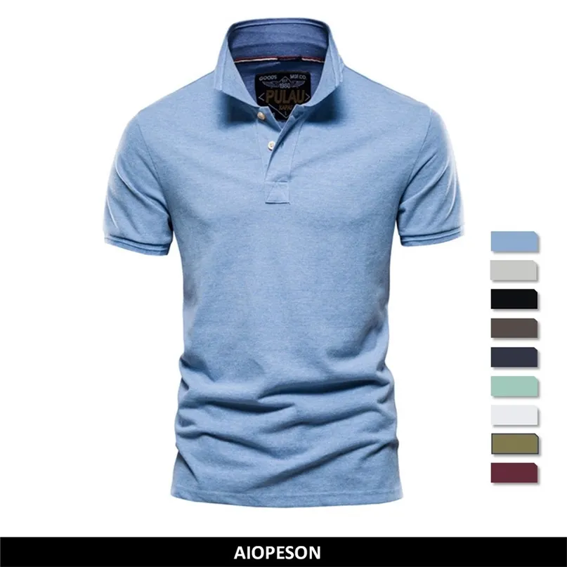 Aiopeson Cotton Mens Polos Solid Color Classic Polo Shirt Men Short Sleeve Top Quality Casual Business Social Polo Men 220608