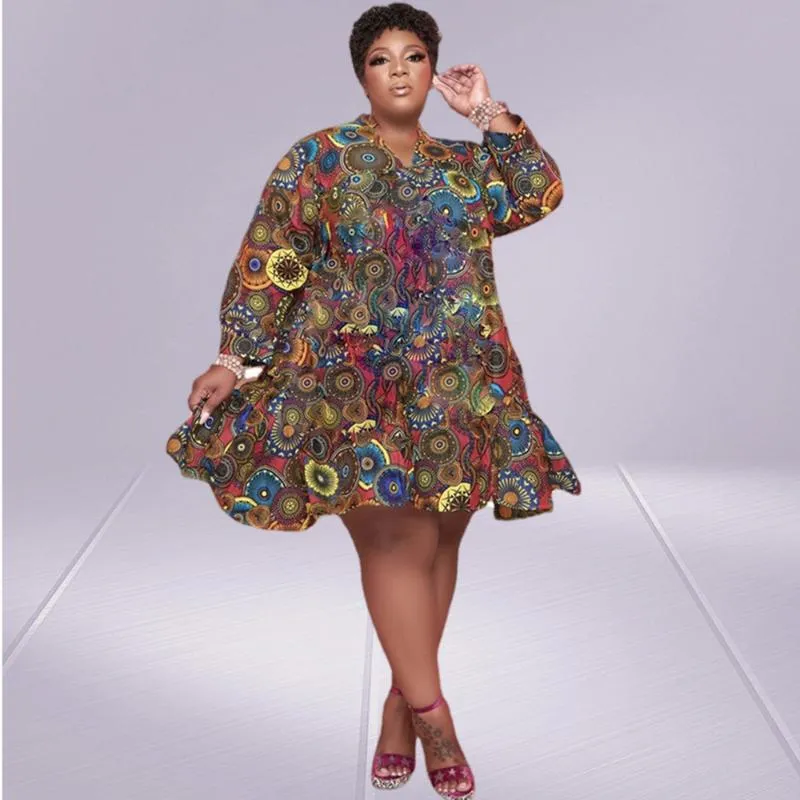 Plus Size Dresses Dress 5xl Women Clothing Leopard Losse Midi Shirts Fashion Long Sleeve Fall Clothes Wholesale Drop