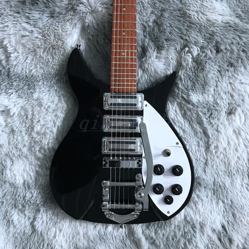 Electric Guitar Black Ricken 325 John Lennon Limited Edition 3 Pickups White Pickguard Chinese Custom Rick Jazz Gitary, Gitara elektryczna