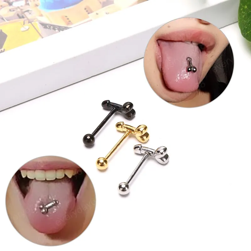 316L Cerrahi Çelik Halter Serin Tasarım Dil Piercing Takı Moda Vücut Takı Punk Aksesuarları