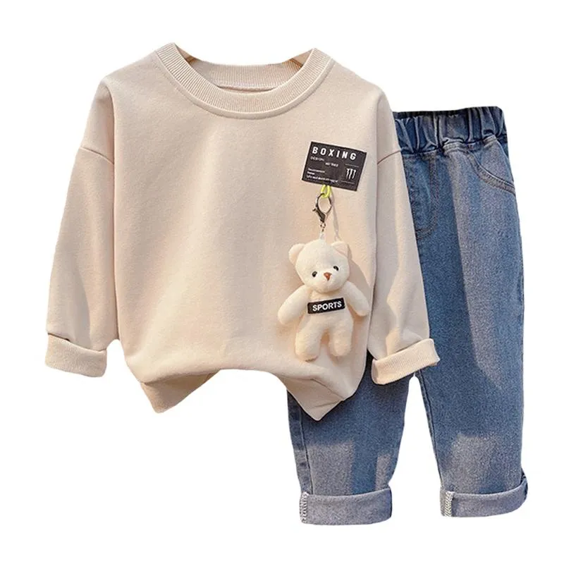 Kleding Sets Baby Meisjes Jongens Outfits 2022 Lente Kinderen Peuter Baby Cartoon T-shirt Jeans Kinderen Sportkleding 2 Stuks Pak