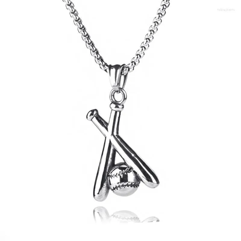 Pendentif Colliers Personnalité Créative Rétro Mode Double Batte De Baseball Tendance Collier De Fête Bijoux