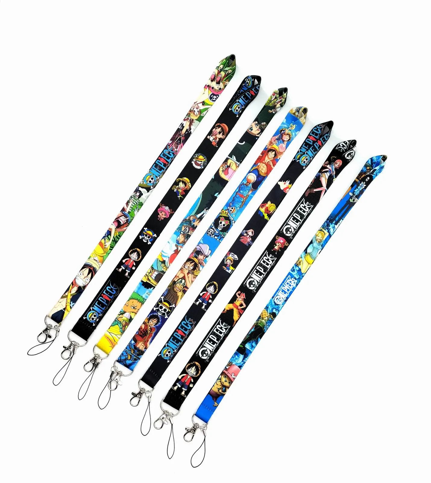 Fabrikpreis 100 Stück One Piece Cartoon Anime Lanyard Schlüsselanhänger Umhängeband Schlüssel Kamera Ausweis Abzeichen Telefon String Anhänger Party Geschenk Zubehör Großhandel