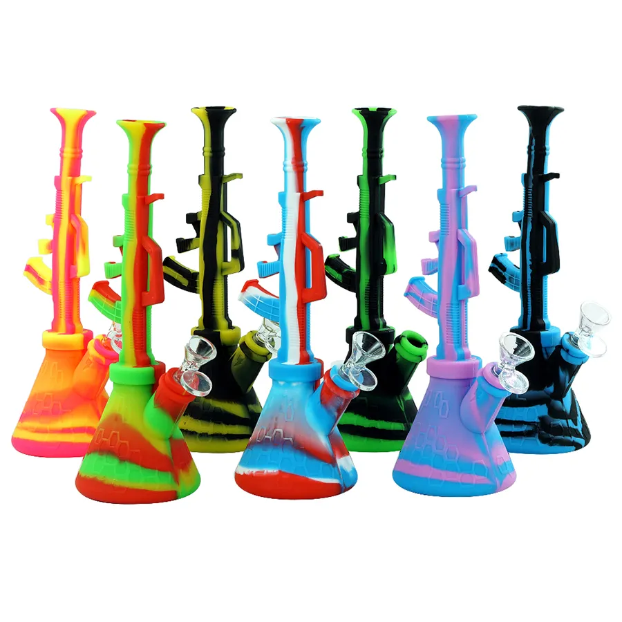 Wholesale AK47 Silicone Water Pipe Smoking Hookah And Bubbler Bong From