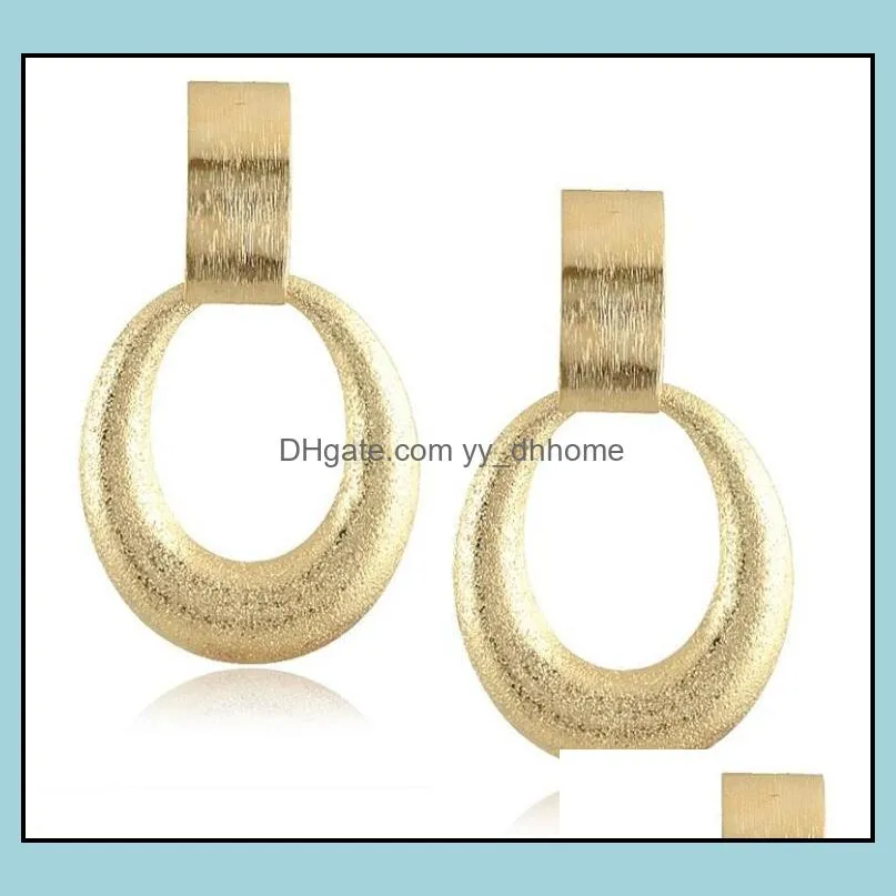 Gold Dangle Earrings European and American Fashion Jewelry Simple 18K Gold Plated metal Big Drop Earrings Epacket Free Ship