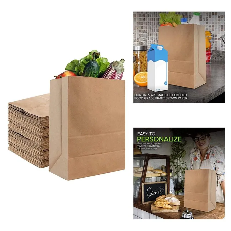 Present Wrap 52 lb Kraft Brown Paper Bags Livsmedelsbulk - Stor för ShoppingGift