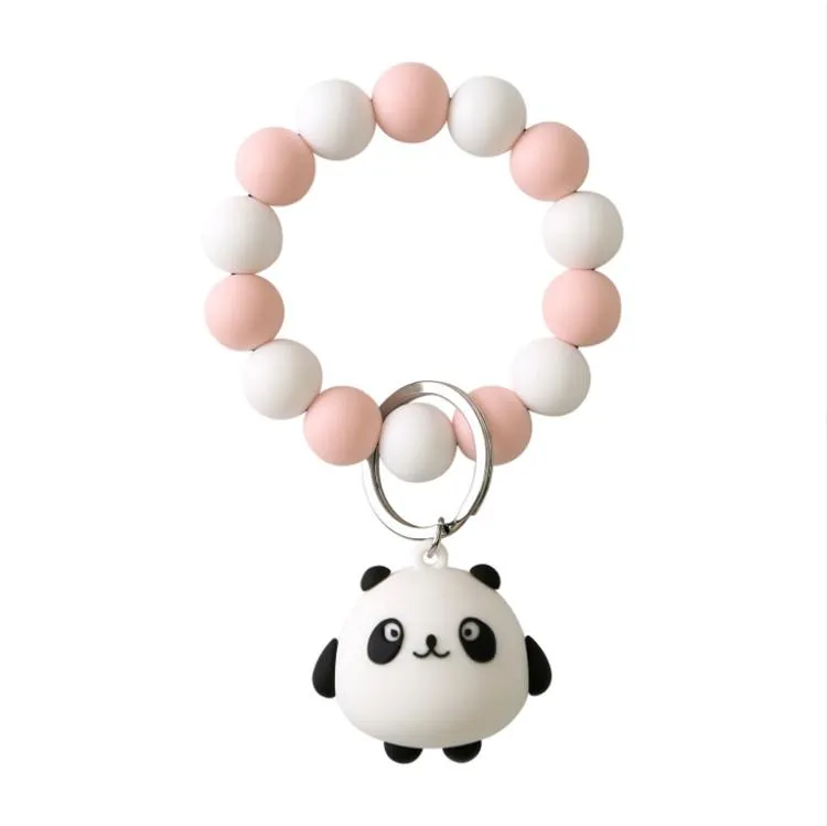 Cartoon Silicone Beads Bracelets Finger Toys Keychain Spot Colors Wristbands Decoration Keyring For Shoulder Bag