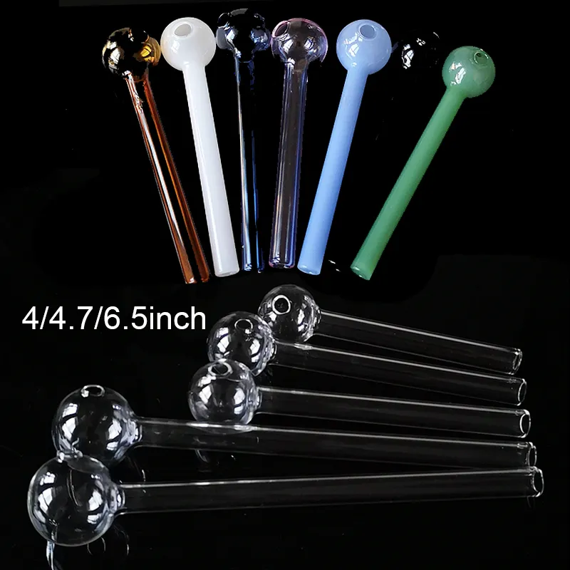 4inch Smoking Pipes Clear Colorful Pyrex Glass transparent Oil Burner Tube 12cm 10cm 16.5cm Tobcco Herb Burning Nail Tips Smoking Accessories