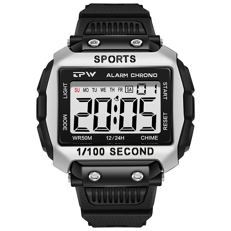 Scratch Proof Super facile à lire la montre numérique résistante à 50 mètres pour le sport extérieur 220623