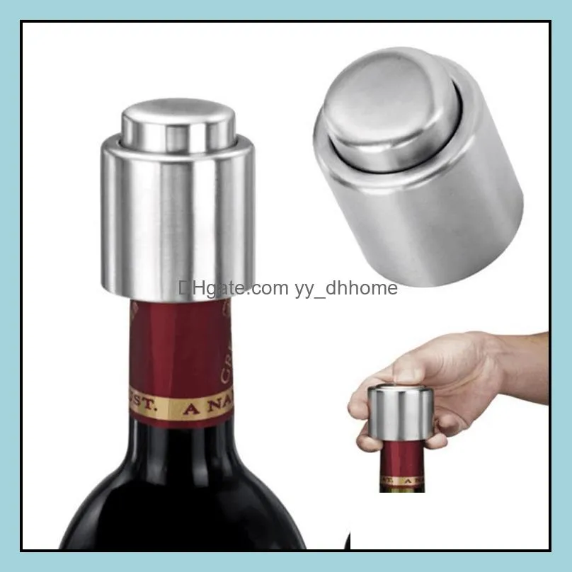 Bar Tools Barware Kitchen Dining Home Garden Pressing Type Bottle Stopper Rostfritt st￥l R￶dvin Vakuum S DHKP3