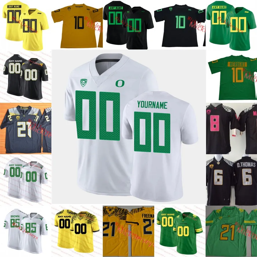 Maglia da calcio NCAA personalizzata Oregon Ducks 6 Robby Ashford 25 Jonathan Flowe 9 Jaden Navarrette 66 Jonathan Denis 93 Jayson Jones 99 Keanu Williams 33 Jeffrey Bassa