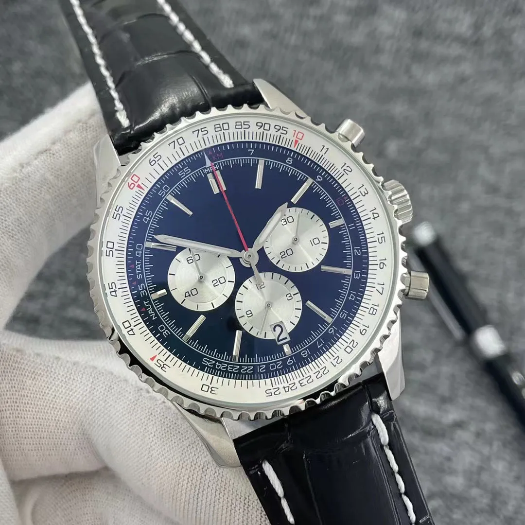 Mens 46mm Navitimer Chronograph Quartz Movement Steel Mint Green Black Dial 50th Anniversary Leather Strap Wristwatch From Chinawholesale188 81.02 DHgate.Com