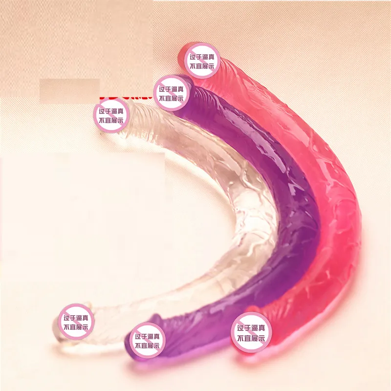 sexy a forma di U doppio grande dildo realistico vagina anale donne gay lesbiche finite Dong pene giocattoli artificiali